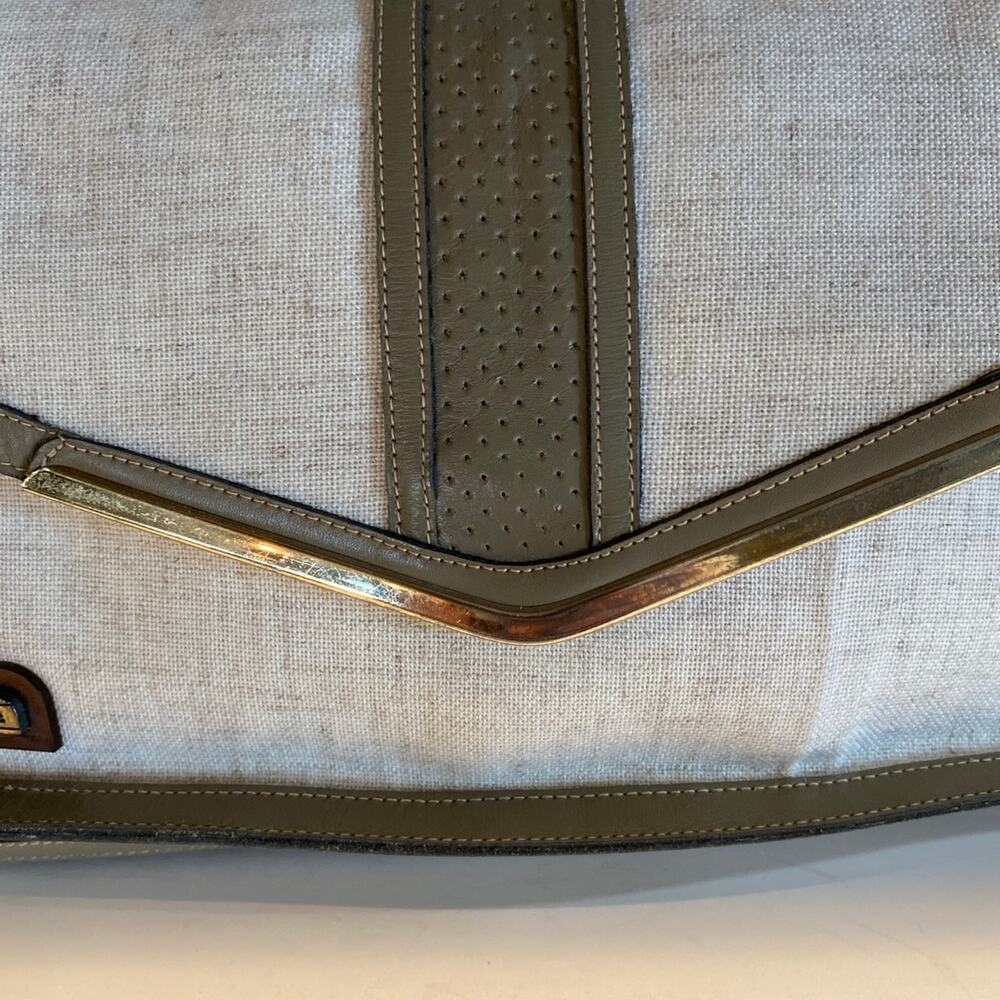 Philippe Vintage Handbag. Two Handles. Canvas and Taupe Leather. Many Compartmen - Picture 3 of 12